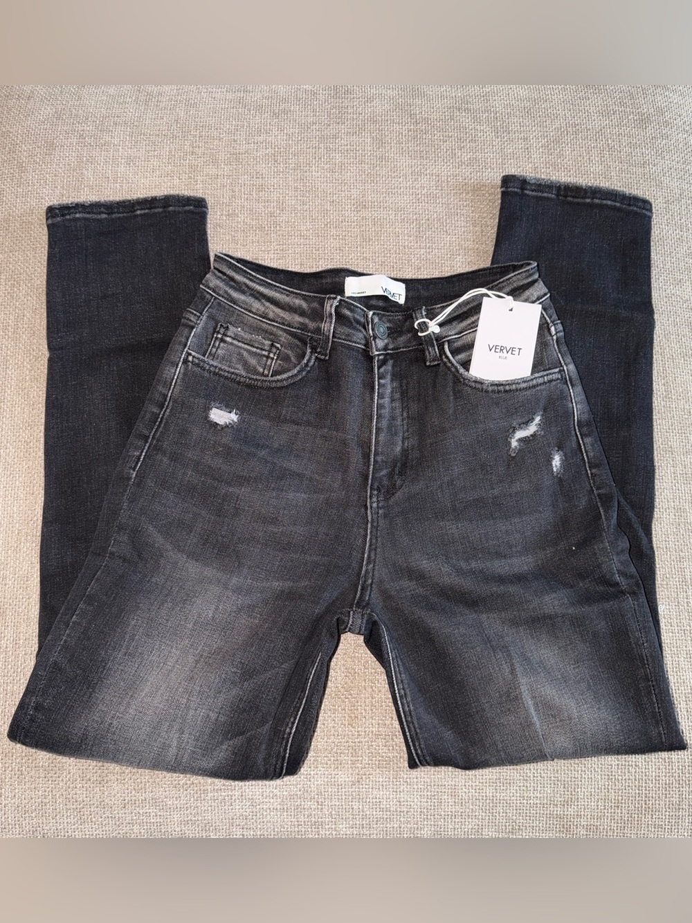 Women’s Vervet Erika Black Wash Distressed Slim Fit Jeans Size 25 Style VT1171